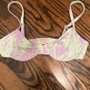 Floral Print Women's Bra - Pink and Cream
